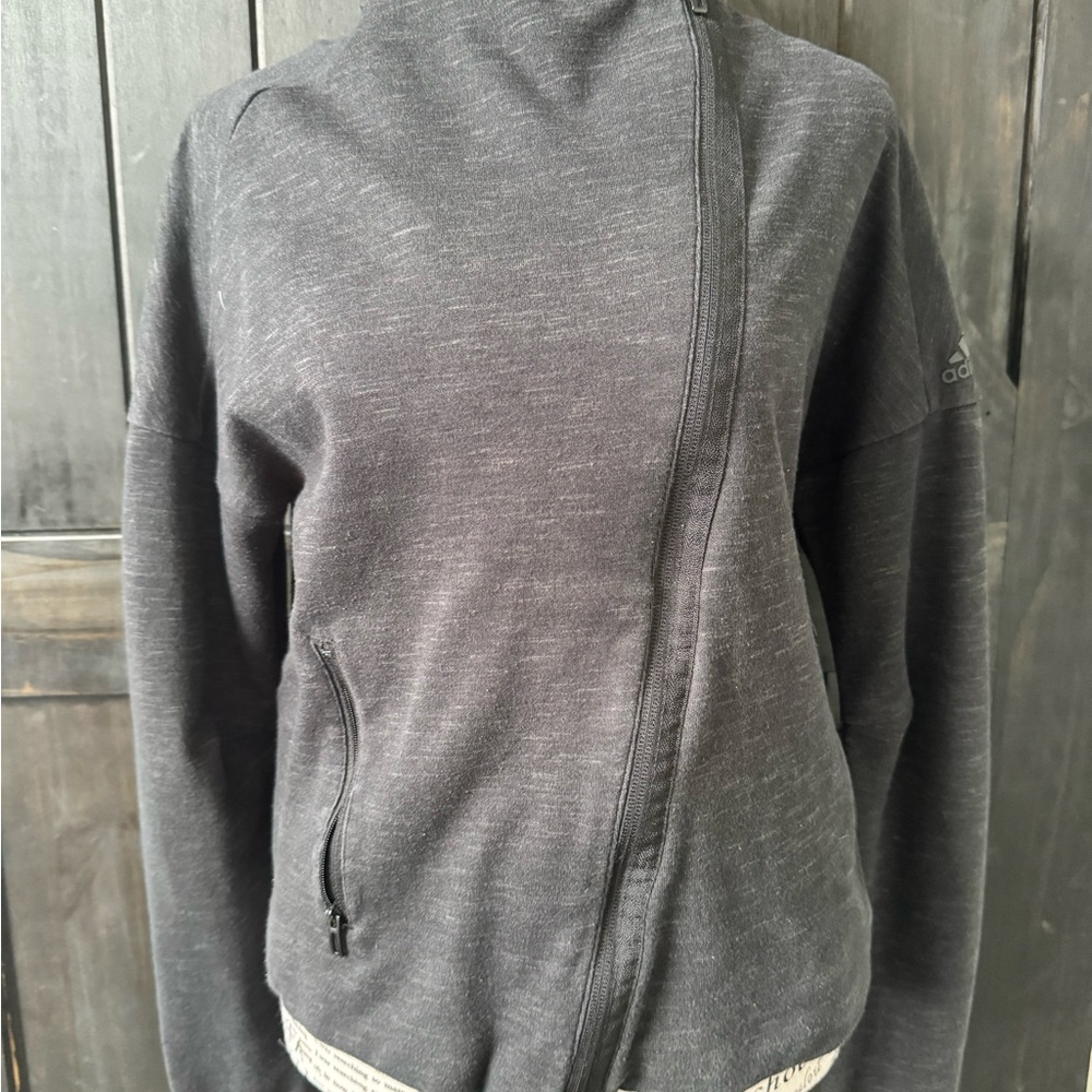 Adidas Charcoal Asymmetrical Zip Jacket